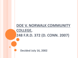 Doe v. Norwalk Community College, 248 F.R.D. 372 (D. Conn