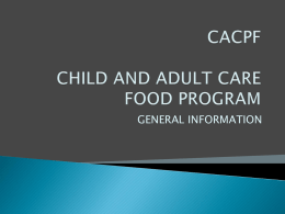 CACPF CHILD AND ADULT CARE FOOD PROGRAM