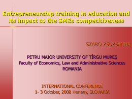 Entrepreneurship Education in Romania