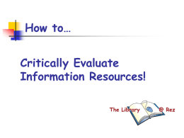 How to Evaluate Resources for an Annotated Works Cited