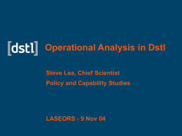 Operational Analysis in Dstl