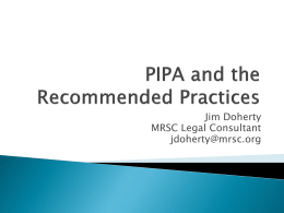 PIPA and the Recommended Practices