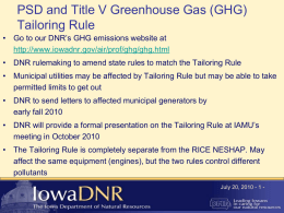 PSD and Title V Greenhouse Gas (GHG) Tailoring Rule