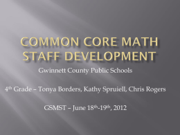 Common Core Math Staff Development