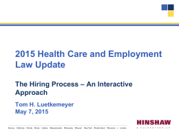2015 Health Care and Employment Law Update