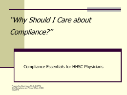 Just Tell Me What I Need to Know” Compliance Essential for