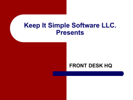 Introduction PowerPoint Presentation to the Front Desk HQ