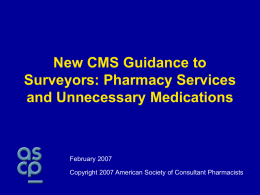 New CMS Guidance to Surveyors: Pharmacy Services and