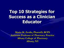 Top 10 Strategies for Success as a Clinician Education