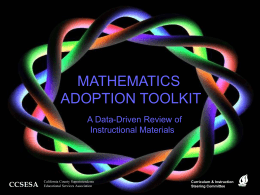 Math Adoption Toolkit, CCSESA
