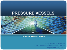 PRESSURE VESSELS - Weebly - ChE 192 - Equipment Design