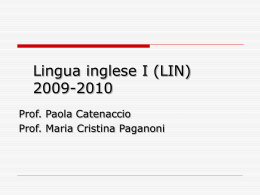 Lingua inglese I (LIN) 2008-2009