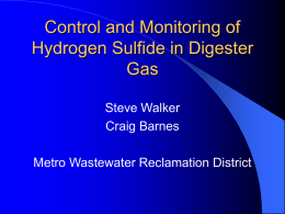 CONTROL AND MONITORING OF HYDROGEN SULFIDE IN DIGESTER …