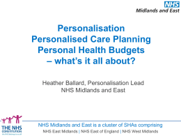 Personalisation, Personalised Care Planning and Personal