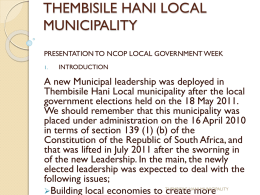 THEMBISILE HANI MUNICIPALITY - SALGA