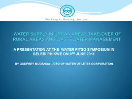 A PRESENTATION FOR WATER RESOURCES MANAGEMENT IN …