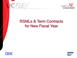 RSMLs and TCs for New FY - University of Cincinnati