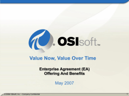 Enterprise Agreement PI managed by OSIsoft
