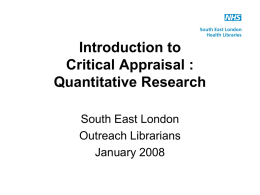 Critical appraisal of quantitative research