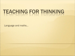 TEACHING FOR THINKING