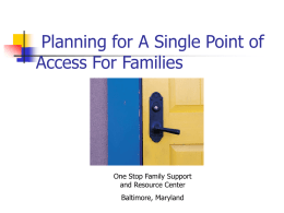 The Baltimore City Planning Process –HB 1386 Single Point