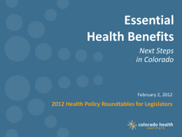 Essential Health Benefits - Colorado Health Institute