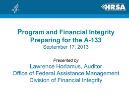 Program Integrity at HRSA