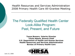 The Federally Qualified Health Center: Past, Present, and