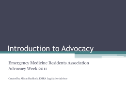 Introduction to Advocacy - Emergency Medicine Residents