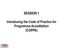 Introducing the (Malaysian) Code of Practice for Programme