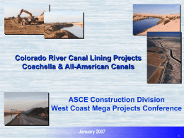 Colorado River Canal Lining Projects Coachella & All