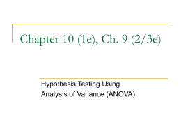 Chapter 10 Analysis of Variance (Hypothesis Testing III)
