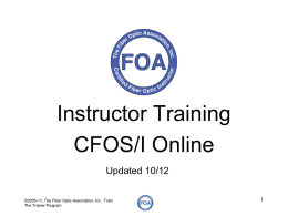 PowerPoint Presentation - FOA TTT for CFOS/I Certification