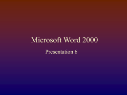 Microsoft Word 2000 - University of Southern Mississippi