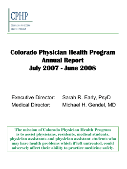 Colorado Board of Medical Examiners Annual Report July