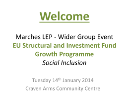 Welcome Marches LEP Wider Group Event EU Funding Strategy