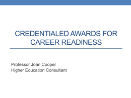 Credentialed Awards for Career Readiness