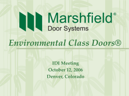 MARSHFIELD DOORSYSTMES ENVIRONMENTAL DOORS