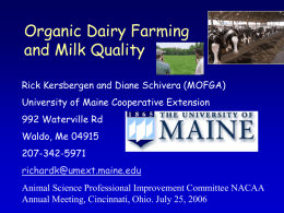 Milk Quality on Organic Dair Farms in Maine
