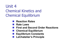 Unit 4 Chemical Kinetics and Chemical Equilibrium