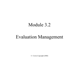 Module 3.2 Evaluation Management