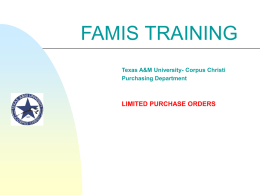 FAMIS TRAINING - Procurement and Disbursements