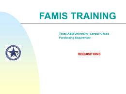 FAMIS TRAINING - Texas A&M University–Corpus Christi