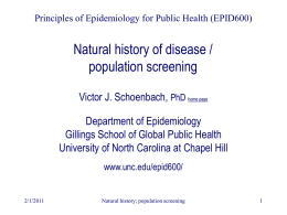 Population screening, sensitivity, specificity