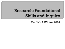 Research: Foundational Skills and Inquiry