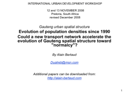 Gauteng evolution of densities since 1990