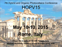 4th Hybrid and Organic Photovoltaics Conference HOPV2012