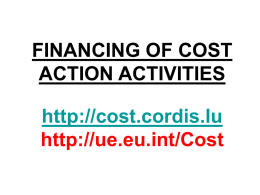 FINANCING OF COST ACTION ACTIVITIES