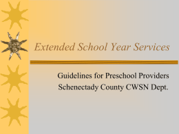Extended School Year Services