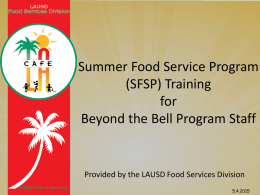 Beyond the Bell Training for After School Snack Programs